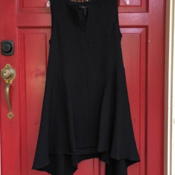 New BCBGMaxAzria Bette jacquard minimalist notch collar boxy high-low mini dress - Picture 8 of 16